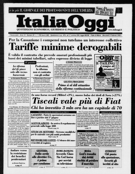 Italia oggi : quotidiano di economia finanza e politica